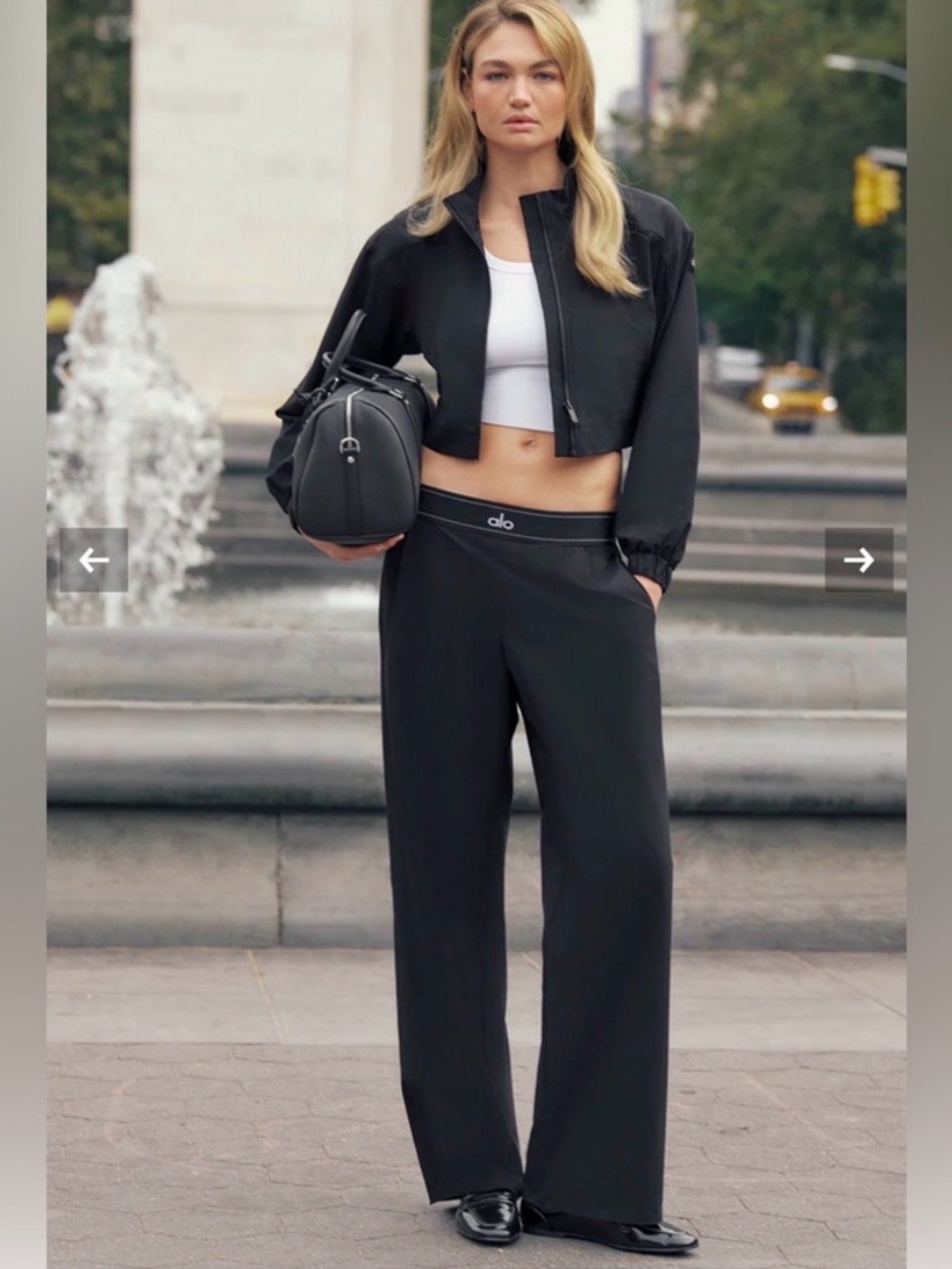 ALO Yoga Black Wide-Leg Trouser Pants